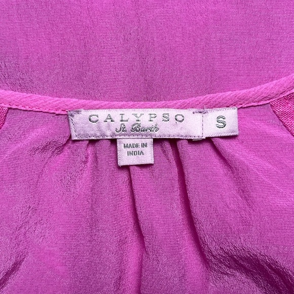 Calypso St. Barth Silk Linen Dress Size Small Pink Party Cocktail Resort Travel - Picture 7 of 7